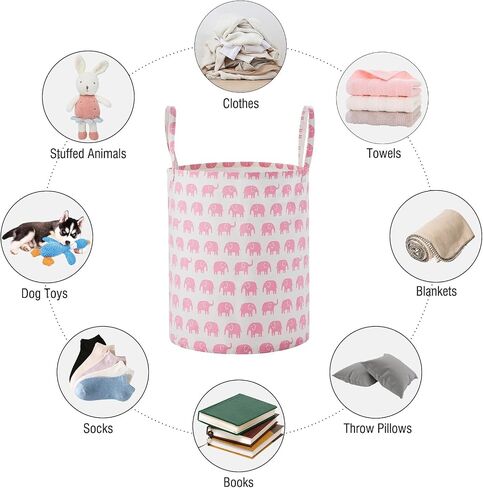Baby Laundry Basket Nursery Hamper with Long Handles, Bowknot | Large Storage Basket, baby hamper, pink laundry basket, kids hamper, Toy Bins for Nursery, Girls, Boys, Kids Room Décor in Saudi Arabia