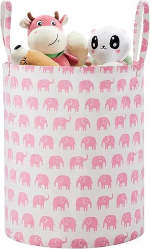 Baby Laundry Basket Nursery Hamper with Long Handles, Bowknot | Large Storage Basket, baby hamper, pink laundry basket, kids hamper, Toy Bins for Nursery, Girls, Boys, Kids Room Décor in Saudi Arabia