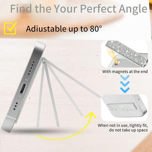 Mini Phone Kickstand, Folding Invisible Portable Metal Cell Phone Stand Holder for Desk, Compatible with iPhone, Samsung and All Cellphones, Gold in Kuwait
