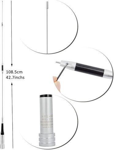 HYS Amateur VHF/UHF Mobile Radio Antenna, 42.7inchs, FM Transceiver UHF Male Antenna for 2m 70cm 144Mhz/430Mhz Dual Band Portable Amateur Car/Truck Radio in Saudi Arabia