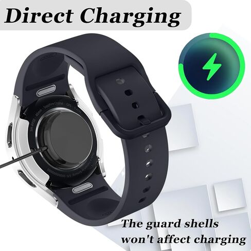 Bling Case Compatible with Samsung Galaxy Watch 6 40mm 44mm Sparkling Double Row Diamonds Flexible TPU Built-in HD Screen Protector Anti Scratch Bumper Cover for Women Girls（Black，40mm in Saudi Arabia