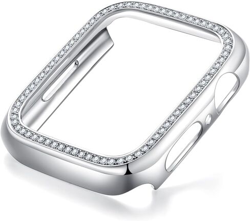 Anuclub Moissanite Screen Protector Case for Apple Watch Series 9 8 7 45mm with Tempered Glass, 14K Gold Plated, D Color VVS1 Moissanite Full Protective Cover for iWatch Accessories with Certification in Kuwait