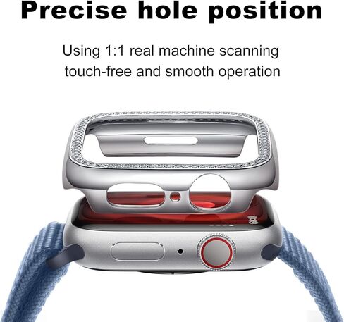 Anuclub Moissanite Screen Protector Case for Apple Watch Series 9 8 7 45mm with Tempered Glass, 14K Gold Plated, D Color VVS1 Moissanite Full Protective Cover for iWatch Accessories with Certification in Kuwait