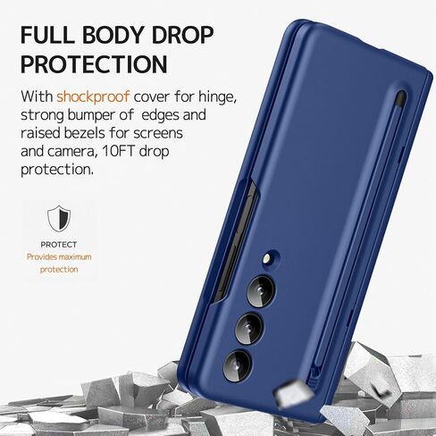 NINKI Compatible Samsung Galaxy Z Fold 3 Case with S Pen Holder and S Pen,Kickstand Hinge Protection Case for Samsung Z Fold 3 Case Screen Protector,Samsung Fold 3 Case Galaxy Fold 3 Phone Case Black in Saudi Arabia