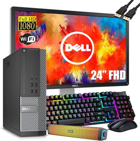 Dell OptiPlex 7020 SFF Desktop Computer PC with 24" FHD Monitor,Core i3-4160,16GB RAM, 512GB SSD,PC Speakers,Keyboard&Mouse,WiFi, HDMI,Bluetooth, Windows 10Pro (Renewed) in Saudi Arabia
