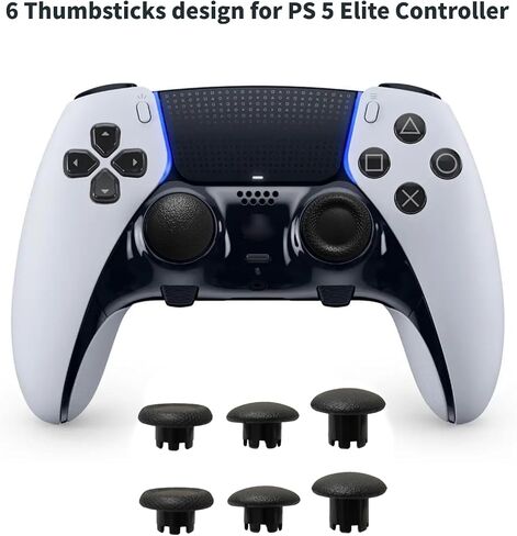 مجموعة استبدال مجاذيف أعواد الإبهام وأزرار التشغيل لوحدة تحكم PS5 Edge - ملحقات المجاذيف الخلفية لعصي الإبهام لوحدة تحكم PS5 Edge (10 مجموعات - أبيض + فضي) in Kuwait
