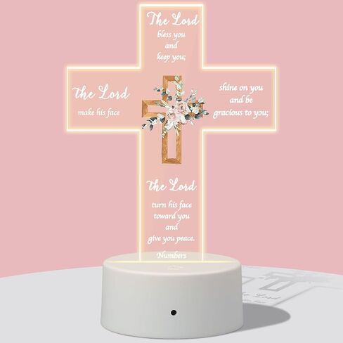 Baptism Cross Gifts for Girl Boy Cross Acrylic Night Light Gift for Babys Baptism Remembrance 1st Communion Gifts Baptism Gifts Cross Acrylic Plaque Light for Girl Boy Baby Shower Gifts in Saudi Arabia