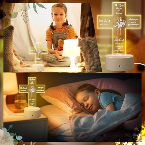Baptism Cross Gifts for Girl Boy Cross Acrylic Night Light Gift for Babys Baptism Remembrance 1st Communion Gifts Baptism Gifts Cross Acrylic Plaque Light for Girl Boy Baby Shower Gifts in Saudi Arabia
