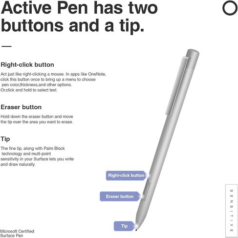 Surface Pen, Skymirror Microsoft Pen Compatible with Surface Pro 11/10/9/8/7+/X/7/6/5/4/3, Surface Book 3/2/1, Surface Go, Surface Laptop, Surface Go Laptop with high Pressure Sensitivity in Saudi Arabia