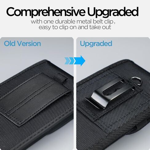 Nylon Cell Phone Holster with Belt Clip for iPhone 15, 15 Pro, 14, 14 Pro, 13, 13 Pro, 12, 12 Pro, 11, 11 Pro, XR, S24, S23, ID Card Holder Pen Holder Universal Pouch, Black -M in Saudi Arabia
