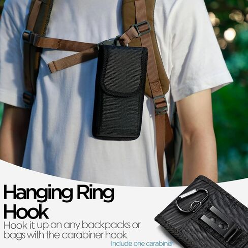 Nylon Cell Phone Holster with Belt Clip for iPhone 15, 15 Pro, 14, 14 Pro, 13, 13 Pro, 12, 12 Pro, 11, 11 Pro, XR, S24, S23, ID Card Holder Pen Holder Universal Pouch, Black -M in Saudi Arabia