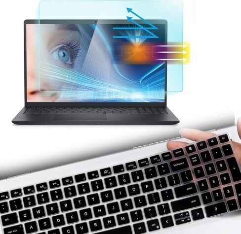 Screen Protector for 15.6 New Dell Inspiron 15 3510 3511 3515 3525 3530 3535 5510 5515 5518 Anti-Blue Light Screen Protector & Keyboard Cover, Eyes Protection Screen Filter Block UV & Fingerprint in Saudi Arabia