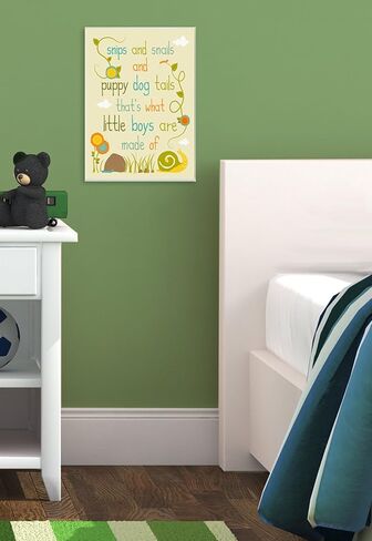 The Kids Room by Stupell Textual Art Wall Plaque, Snips and Snails and Puppy Dog Tails, 11 x 0.5 x 15, Proudly Made in USA in Saudi Arabia