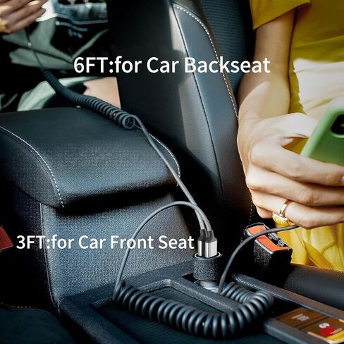 كابل شاحن iPhone 6FT للسيارة، 2 حزمة كابل Lightning ملفوف [معتمد من Apple MFi] سلك شحن سريع iPhone قابل للسحب بطول 6 أقدام لـ Apple CarPlay iPhone 14 13 12 11 Pro Max XR XS 8 SE، iPad Air Mini in Kuwait