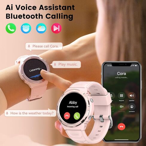 AMAZTIM Smart Watches for Women,Lightest Fitness Tracker with 5ATM Waterproof,Answer/Dial Calls,1.3'AMOLED Ultra HD Display,AI Voice Assistant 24H Sleep/Heart Rate (Pink) in Saudi Arabia