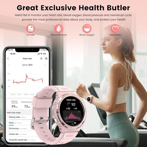 AMAZTIM Smart Watches for Women,Lightest Fitness Tracker with 5ATM Waterproof,Answer/Dial Calls,1.3'AMOLED Ultra HD Display,AI Voice Assistant 24H Sleep/Heart Rate (Pink) in Saudi Arabia