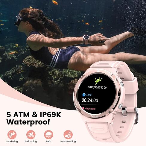 AMAZTIM Smart Watches for Women,Lightest Fitness Tracker with 5ATM Waterproof,Answer/Dial Calls,1.3'AMOLED Ultra HD Display,AI Voice Assistant 24H Sleep/Heart Rate (Pink) in Saudi Arabia