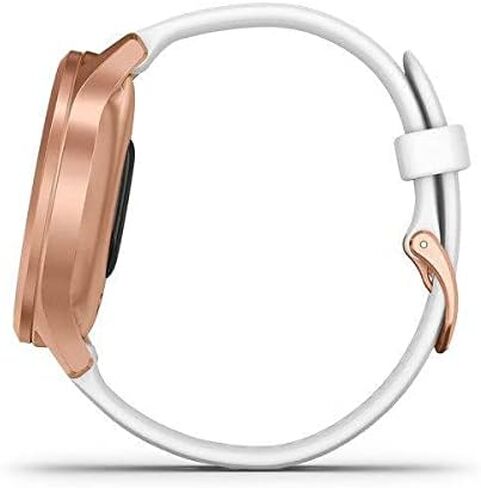 Garmin vivomove Style, Hybrid Smartwatch with Real Watch Hands and Hidden Color Touchscreen Displays, Rose Gold with White Silicone Band (Renewed) in Saudi Arabia