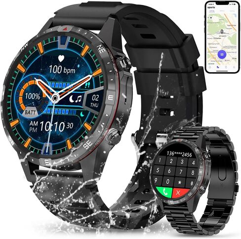Smart Watch for Men Fitness Tracker (Make/Answer Call) Bluetooth Tactical Military Smartwatch Outdoor Waterproof Digital Sport Run Watches Heart Rate Monitor Step Counter for Android Phones iPhone in Saudi Arabia