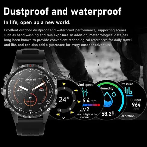 Smart Watch for Men Fitness Tracker (Make/Answer Call) Bluetooth Tactical Military Smartwatch Outdoor Waterproof Digital Sport Run Watches Heart Rate Monitor Step Counter for Android Phones iPhone in Saudi Arabia