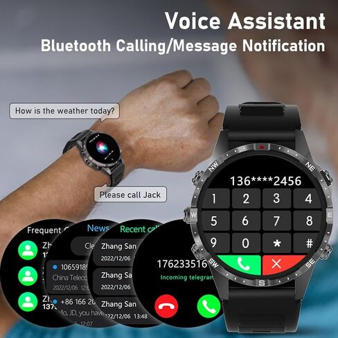 Smart Watch for Men Fitness Tracker (Make/Answer Call) Bluetooth Tactical Military Smartwatch Outdoor Waterproof Digital Sport Run Watches Heart Rate Monitor Step Counter for Android Phones iPhone in Saudi Arabia