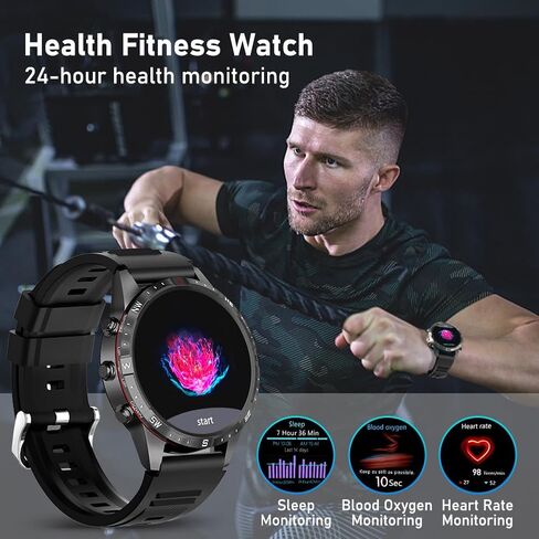 Smart Watch for Men Fitness Tracker (Make/Answer Call) Bluetooth Tactical Military Smartwatch Outdoor Waterproof Digital Sport Run Watches Heart Rate Monitor Step Counter for Android Phones iPhone in Saudi Arabia
