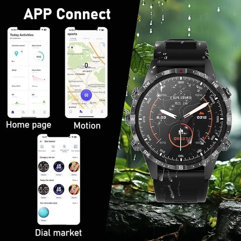 Smart Watch for Men Fitness Tracker (Make/Answer Call) Bluetooth Tactical Military Smartwatch Outdoor Waterproof Digital Sport Run Watches Heart Rate Monitor Step Counter for Android Phones iPhone in Saudi Arabia
