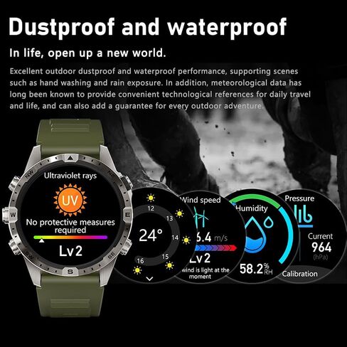Smart Watch for Men Fitness Tracker (Make/Answer Call) Bluetooth Tactical Military Smartwatch Outdoor Waterproof Digital Sport Run Watches Heart Rate Monitor Step Counter for Android Phones iPhone in Saudi Arabia