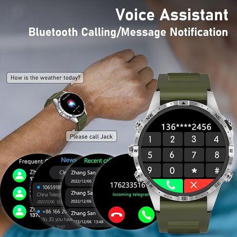 Smart Watch for Men Fitness Tracker (Make/Answer Call) Bluetooth Tactical Military Smartwatch Outdoor Waterproof Digital Sport Run Watches Heart Rate Monitor Step Counter for Android Phones iPhone in Saudi Arabia