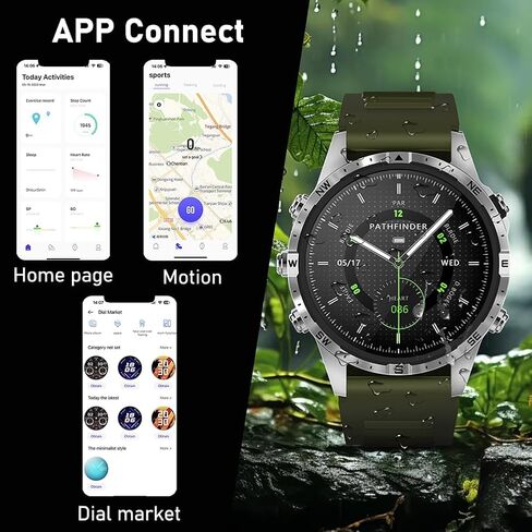 Smart Watch for Men Fitness Tracker (Make/Answer Call) Bluetooth Tactical Military Smartwatch Outdoor Waterproof Digital Sport Run Watches Heart Rate Monitor Step Counter for Android Phones iPhone in Saudi Arabia