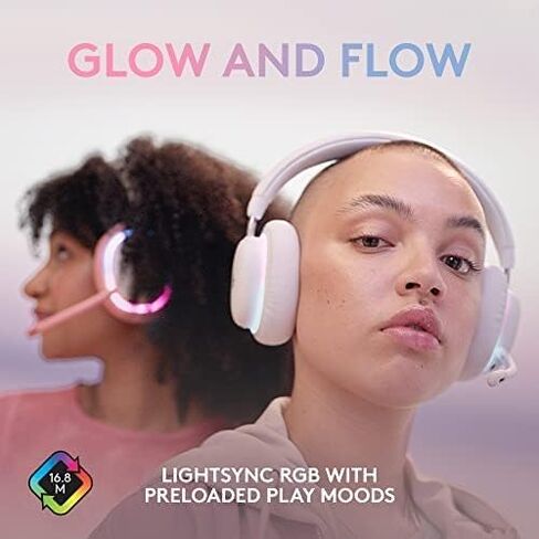 Logitech G735 Wireless Gaming Headset, Customizable LIGHTSYNC RGB Lighting, Bluetooth, 3.5 MM Aux Compatible with PC, Mobile Devices, Detachable Mic - White Mist (Renewed) in Saudi Arabia