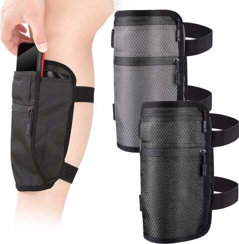 Cell Phone Calf/Leg Band Holster 2 Pack Nonslip Band Smartphone Holder with Adjustable Strap Leg Wallet Leg Phone Holder Sport Leg Band Leg Pouch for Men Women Running Workout (Black) in Kuwait