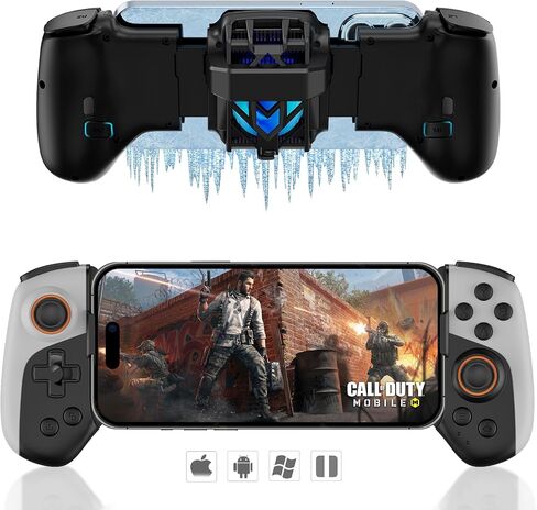 arVin Mobile Game Controller for iPhone/iOS/Android/Switch/PC with RGB Cooling Fan/Turbo/Back Key/Vibration, Wireless Gamepad Joystick for iPhone 15/14/13/Galaxy 24/23/22/One Plus/Call of Duty/Genshin in Saudi Arabia