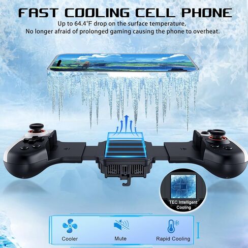 arVin Mobile Game Controller for iPhone/iOS/Android/Switch/PC with RGB Cooling Fan/Turbo/Back Key/Vibration, Wireless Gamepad Joystick for iPhone 15/14/13/Galaxy 24/23/22/One Plus/Call of Duty/Genshin in Saudi Arabia