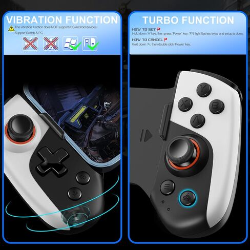 arVin Mobile Game Controller for iPhone/iOS/Android/Switch/PC with RGB Cooling Fan/Turbo/Back Key/Vibration, Wireless Gamepad Joystick for iPhone 15/14/13/Galaxy 24/23/22/One Plus/Call of Duty/Genshin in Saudi Arabia