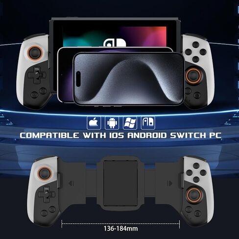 arVin Mobile Game Controller for iPhone/iOS/Android/Switch/PC with RGB Cooling Fan/Turbo/Back Key/Vibration, Wireless Gamepad Joystick for iPhone 15/14/13/Galaxy 24/23/22/One Plus/Call of Duty/Genshin in Saudi Arabia