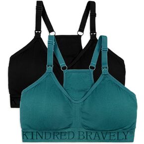Kindred Bravely 2-Pack Hands Free Sports Pumping maternity Bra Bundle (Black and Teal, Medium-Busty)