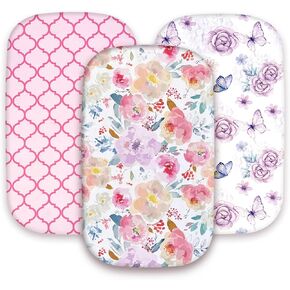 AMROSE 3 Pack Changing Pad Covers, 32" x 16" Ultra Soft Microfiber Diaper Change Table Sheets for Baby Girls, Violet