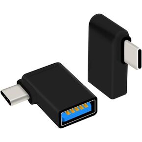 Right Angle USB C to USB 3.0 Adapter 90 Degree Type C Male to USB A 3.0 Female Converter,On The Go(OTG) for Smartphone,Laptops,Mouse Keyboards,More USB and Type-C Devices (2 Pack)