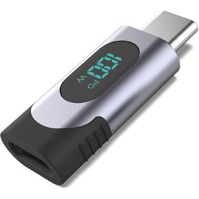 USB C Adapter, 100W USB C Female to USB C Male Extension Adapter Type C Power Meter Tester with Digital Display for iPad Pro iPhone 15 Pro Max MacBook Pro Laptop and All USB C Cable
