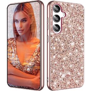 Galaxy A25 Glitter Case for Samsung Galaxy A25 5G Phone Case for Women Girls, Slim Ultra Thin Matte Back Shockproof Protective Cover for Samsung A25 5G, 6.5" Crystal Bling Case (Black)
