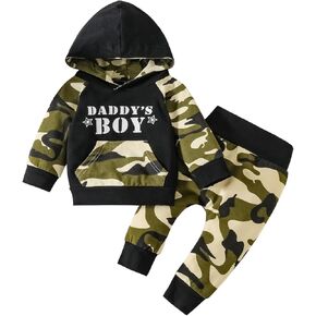 Volunboy Baby Boy Clothes Fall Outfits 2PCs Toddler Infant Sweatsuit Boys Hooded Sweatpants Set 6 Months to 3T