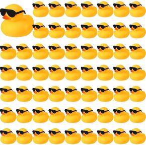 60 Pcs Rubber Duck in Bulk with 60 Sunglasses, Mini Yellow Rubber Duck Gifts Bath Float Bathtub Toys Tiny Ducks for Cruise Holiday Baby Shower Decoration Birthday Party Favors Supplies