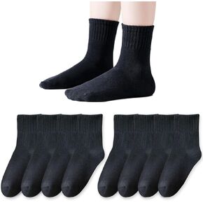 EPEIUS Unisex Kids Crew Socks Boys Dress Socks Soft Cotton Seamless School Socks for Girls White Black Navy 4/8 Pairs