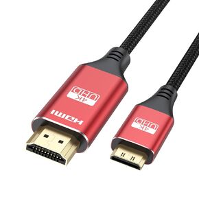 Mini HDMI to HDMI Cable 1FT, 4K HDMI to Mini HDMI Cable Short High Speed HDMI Mini to HDMI 2.0 Braided Cord 4K@60Hz, 2K, 3D for Camera, Camcorder, Tablet, Laptop, HDTV, Graphics