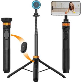 K&F Concept 63'' Magnetic Phone Selfie Stick Tripod, Lightweight Cellphone Holder and Camera Stand with Wireless Remote, Compatible with iPhone 15/14/13/12 Series MS19