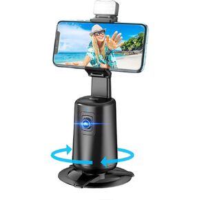حامل ثلاثي تلقائي لتتبع الوجه، حامل هاتف يدور 360 درجة مع تتبع تلقائي، لا حاجة إلى تطبيق، التحكم بالإيماءات، حامل قابل لإعادة الشحن للفيديو المباشر وتيك توك. in Kuwait