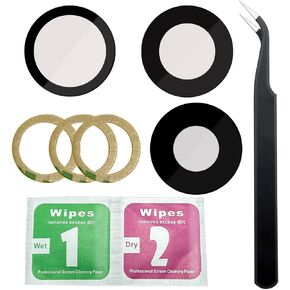 3 Pcs Back Camera Lens Glass Replacement for iPhone 13 Pro 6.1 Inch / 13 Pro Max 6.7 Inch, Original Rear Lens Glass Replacement with Adhesive Preinstalled + Repairing Tweezers Tool Kit