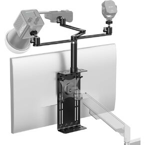 ULANZI Camera Arm Mount Stand for VESA Monitor, 1/4'' Mount Universal Desktop Overhead Camera Mount Rig Stand with 3 Flexible Extend Arms, 360° Rotation Adjustable for Video Recording Live Stream