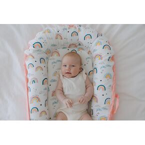 Baby Lounger (Blue/Grey, Outer Space) - for Newborns to Toddlers Between 0-24 Months + Portable + Water-Resistant + 100% Cotton